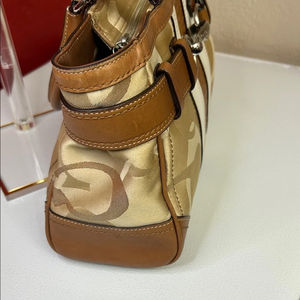 Coach Brown and Cream Shoulder Bag